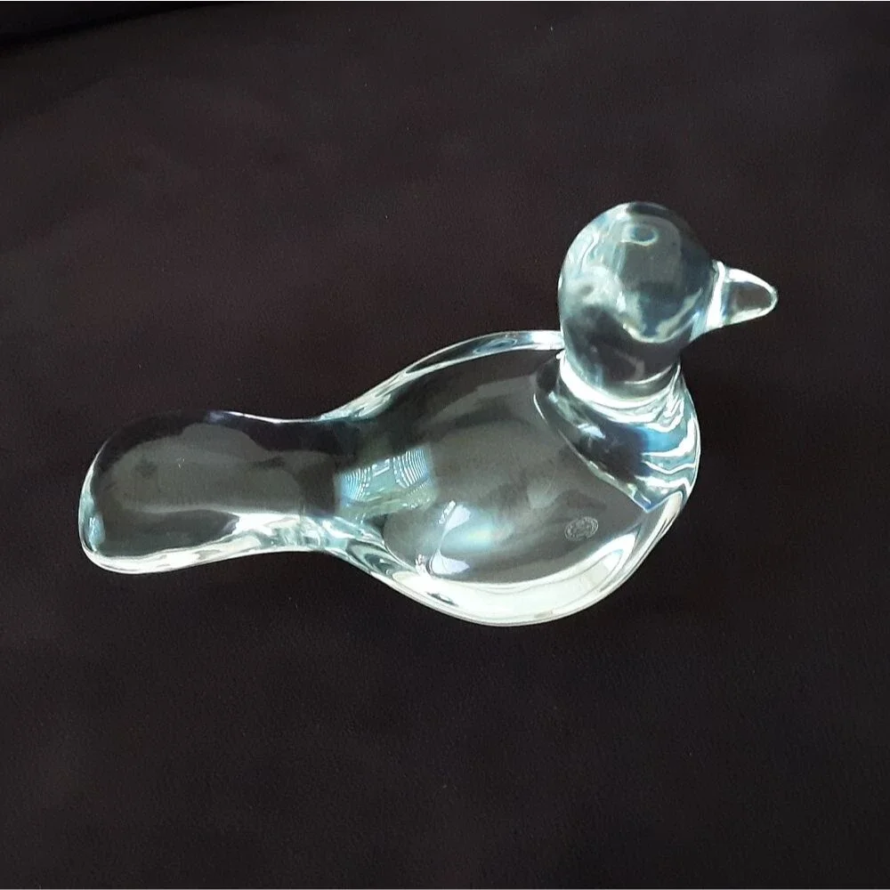 BACCARAT FRANCE Clear Crystal Dove Figurine Paperweight